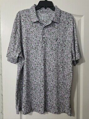Callaway Men's Floral Polo in White, Green & Purple